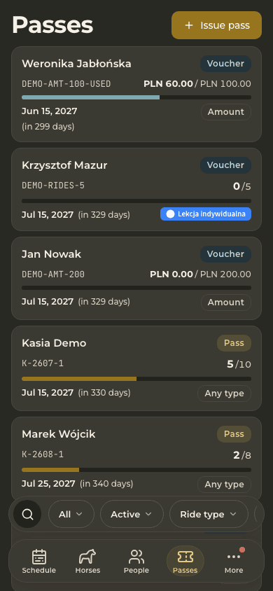 preview · Passes