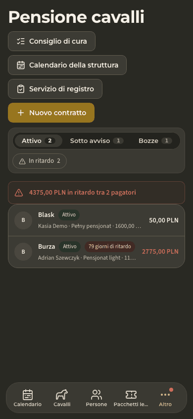 anteprima · Pensione cavalli