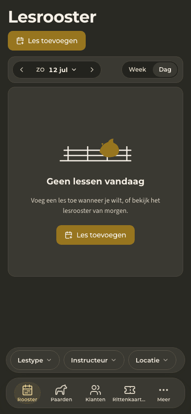 screenshot — het lesrooster van vandaag