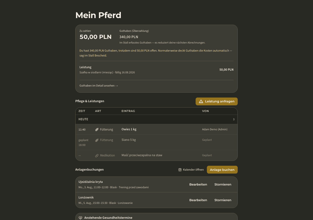 App — meine Pferde & Pflege