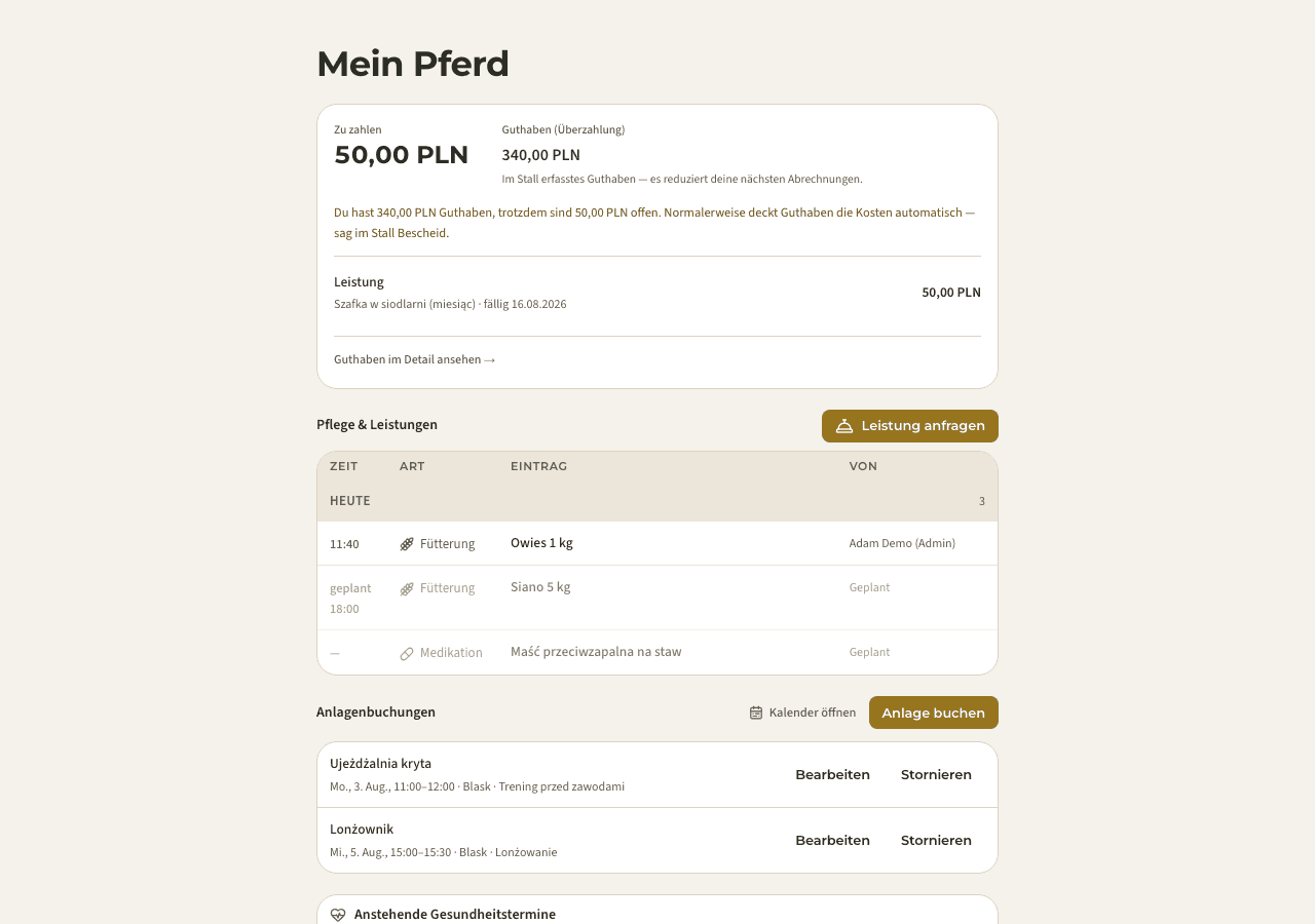 App — meine Pferde & Pflege