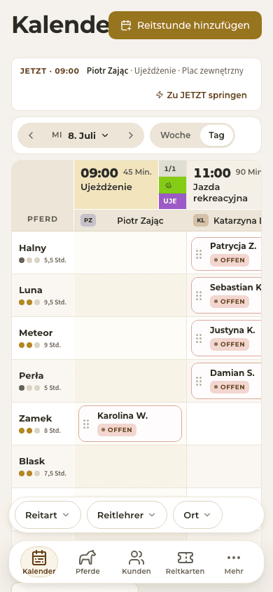 Screenshot — heutiger Kalender